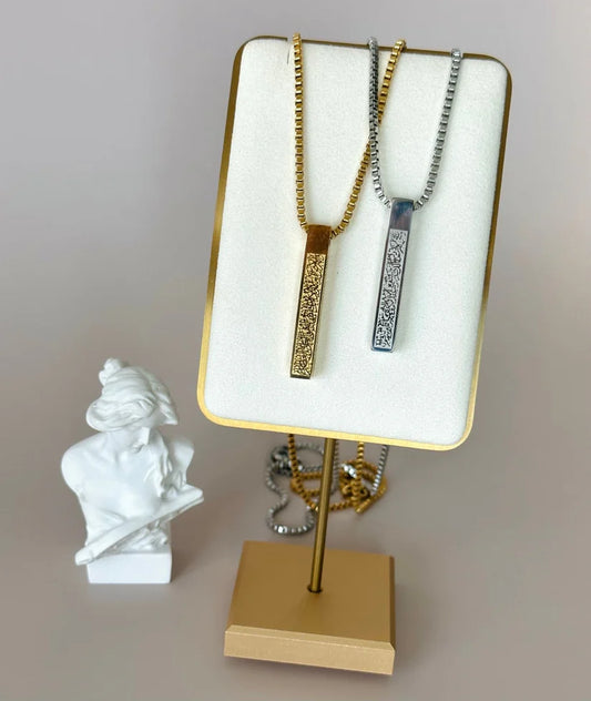 Stainless Steel Cube Pendant with Islamic Ayatul Kursi